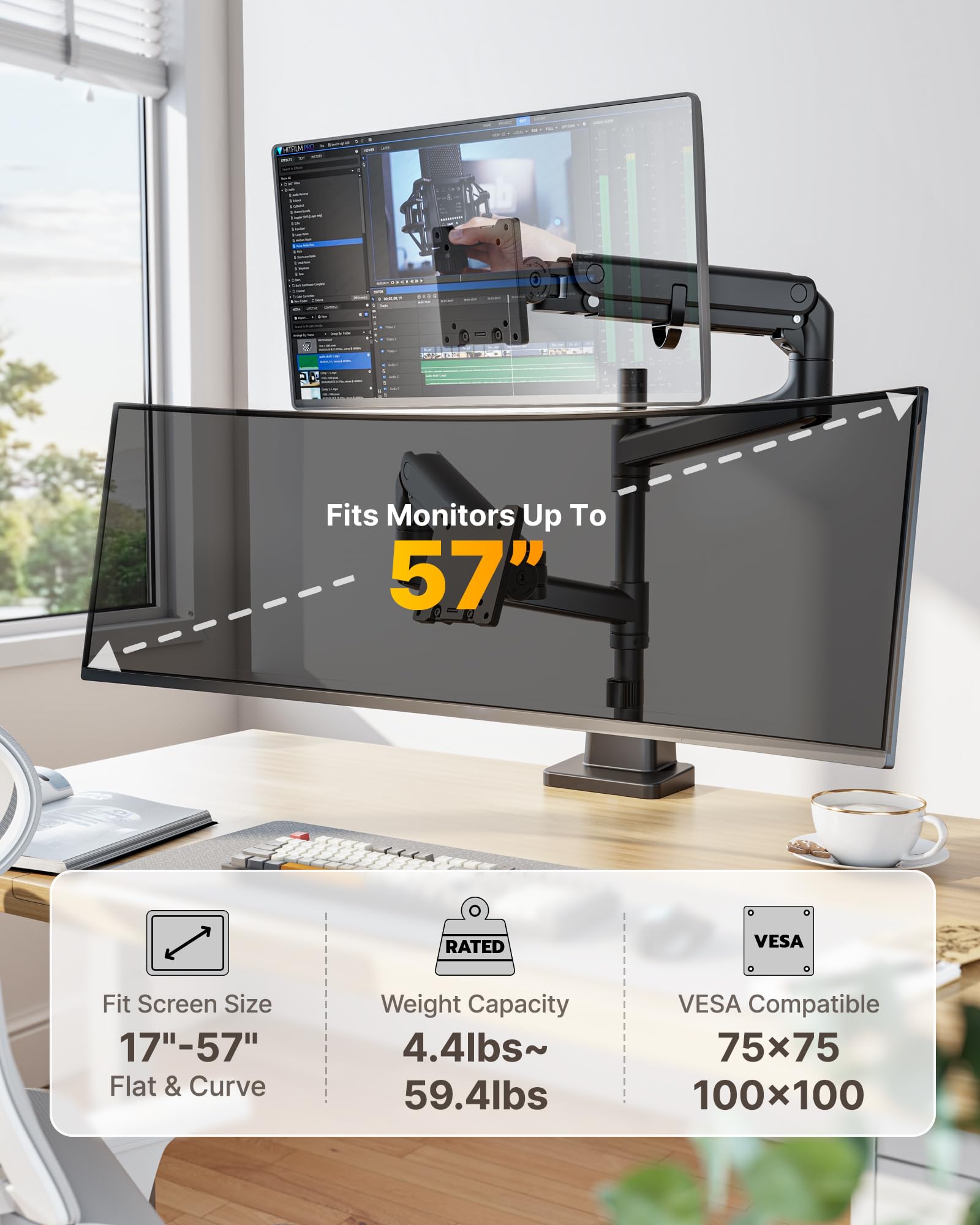 新品 monTEK モニターアーム デュアル 2画面 17〜57インチ Amazon.com: monTEK Dual Monitor Arm for up to 57